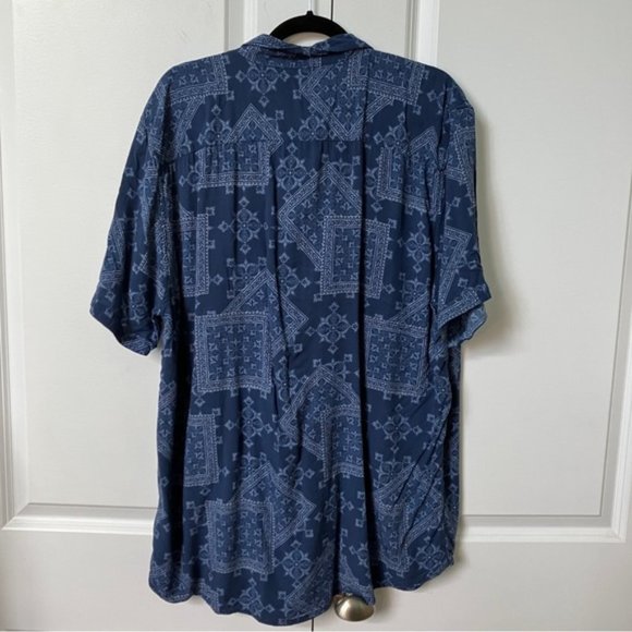 Djab Simons Mens Hawaiian Bandana Style Button Down Flowy Shirt - Picture 2 of 4